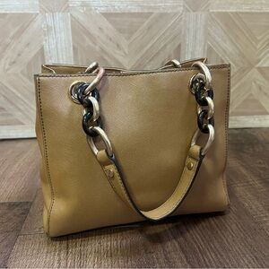 Michael Kors Cynthia Small Leather Satchel, Shoulder Bag Peanut